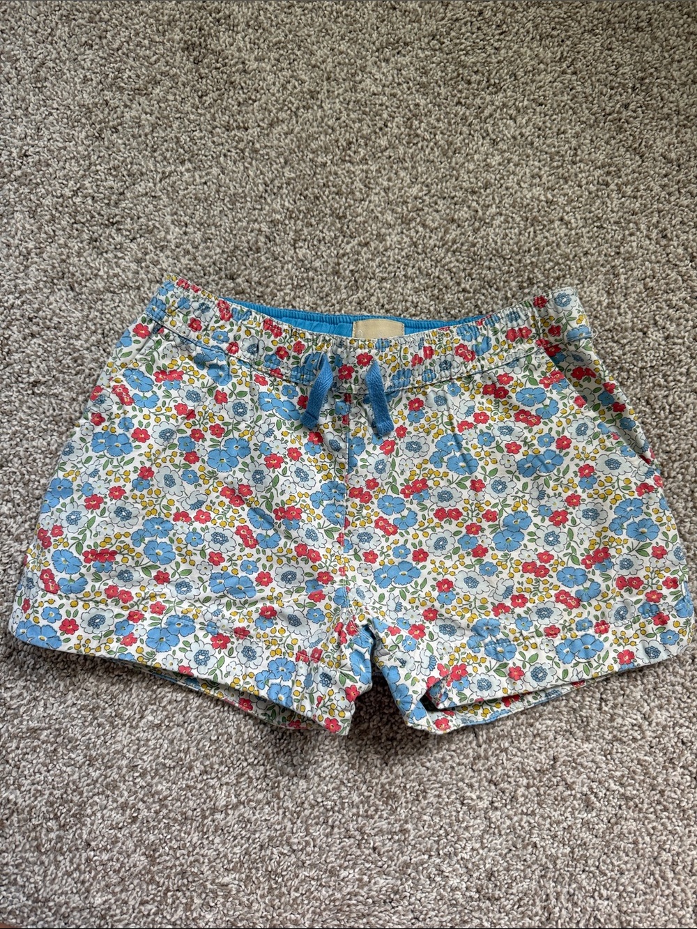 Boden Girls Floral Pull-on Shorts 9Y with Heart Pockets